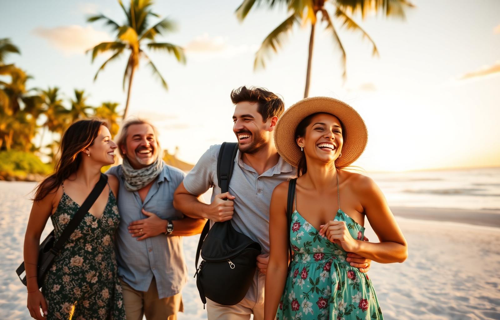 Família e amigos viajando juntos